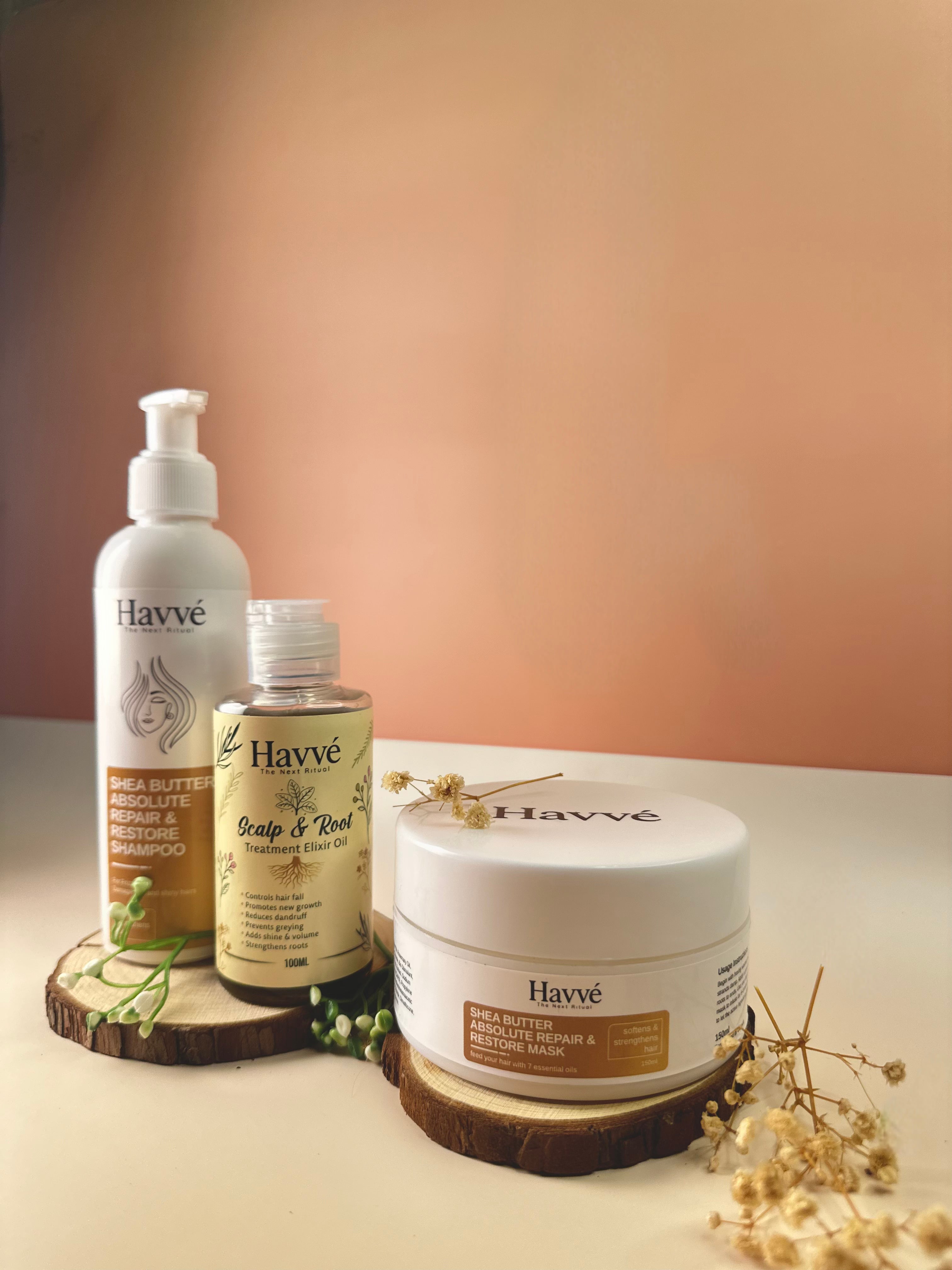 Ultimate Hair Repair Bundle: Scalp Elixir, Shea butter Shampoo, Shea Butter Hair Mask - Havve Store